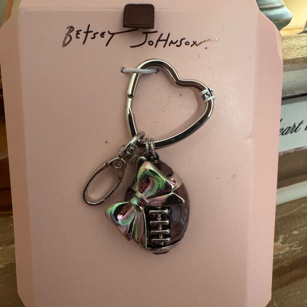Betsey Johnson Silver Heart Phone Charm Accessory